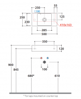 Раковина Globo Le Lastre B6R521S 50 х 25 с отверстием слева схема 2