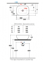 Раковина Globo Le Ciotole B6R53 50 х 38 схема 2