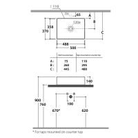 Накладная раковина Globo Le Lastre B6R54 50 х 37 схема 2