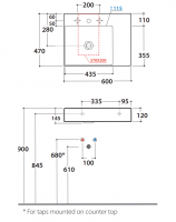 Раковина Globo Le Lastre LH B6R60S 60 х 47 схема 2 Раковина Globo Le Lastre LH B6R60S 60 х 47 схема 2