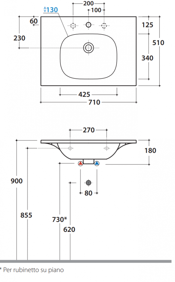Встраиваемая раковина Globo BL071 71 х 51 ФОТО