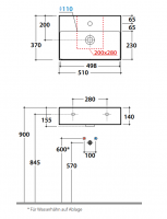 Накладная раковина Globo Le Lastre T-Edge IN051 51 х 37 схема 2