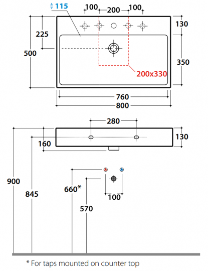 Раковина Globo I Classici SCQ82 80x50 схема 2 Раковина Globo I Classici SCQ82 80x50 схема 2