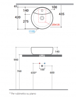 Накладная раковина Globo I Tuttofare TF043 42x42 схема 2