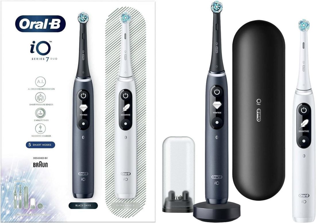 Электрическая зубная щетка Oral-B iO 8 Duo White Alabaster, Black Onyx, черный-+белый