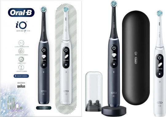 Электрическая зубная щетка Oral-B iO 8 Duo White Alabaster, Black Onyx, черный-+белый