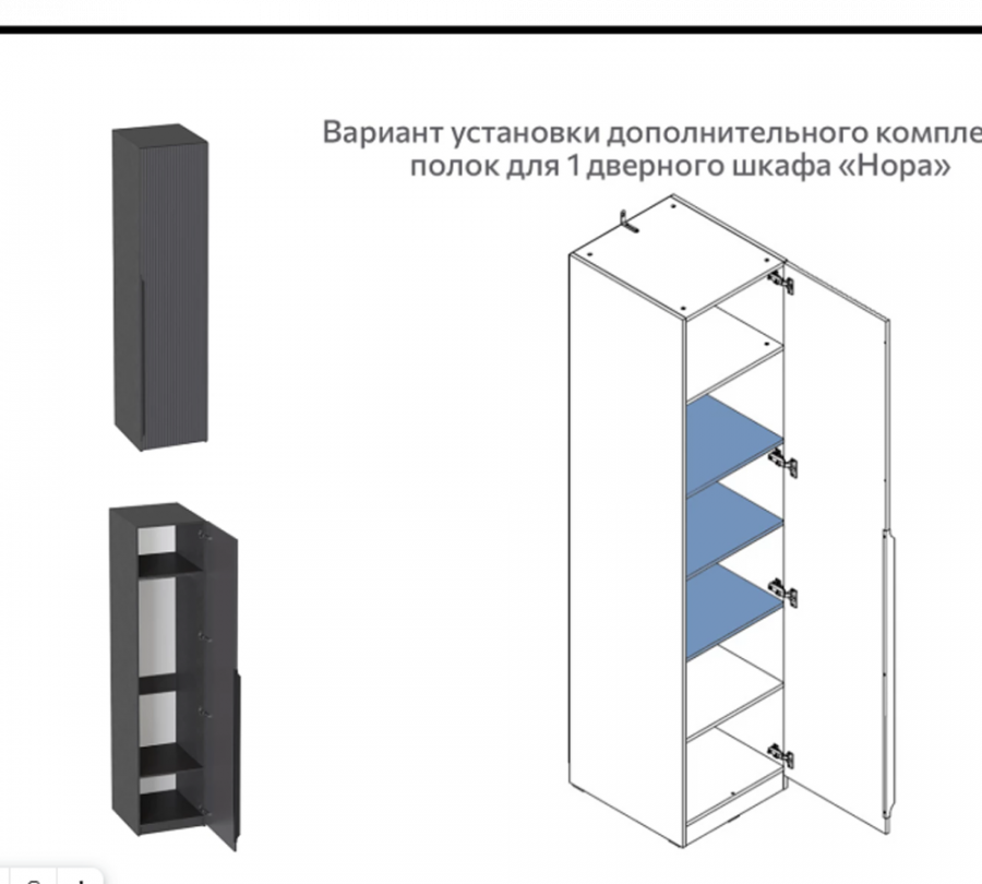Комплект полок для 1 дв и 3 дв шкафа "Нора"