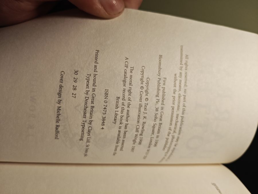 Harry Potter and the chamber of secrets первое британское тираж 30