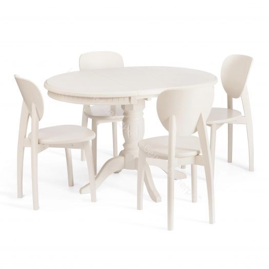 Стол STEFANO круглый бук, мдф, D90+30x77см, Ivory white