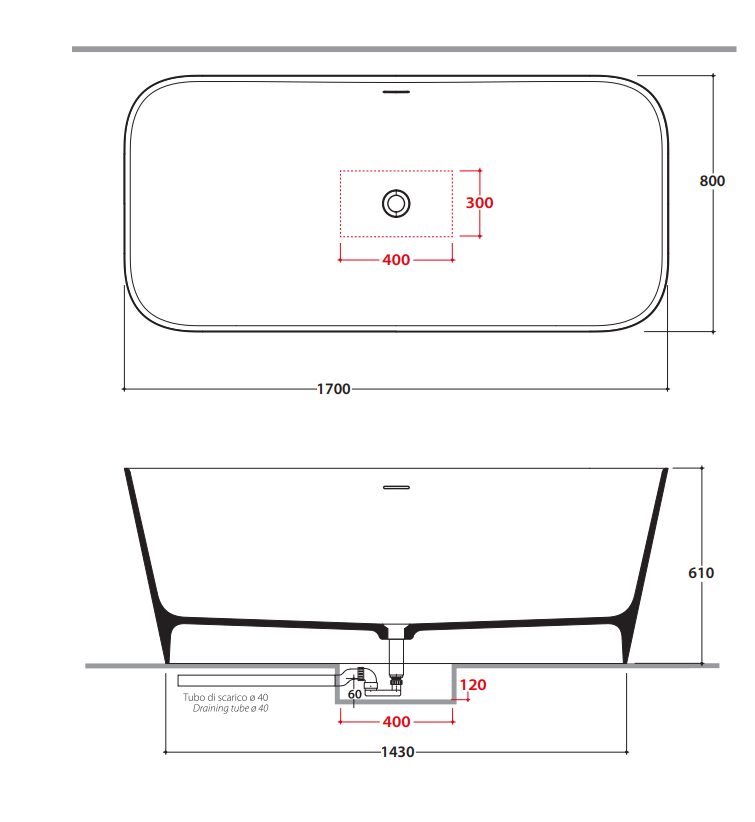 Прямоугольная Ванна Globo Candela KOIB123 170x80 см ФОТО