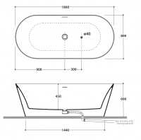 Овальная Ванна Globo Paula KOIB128 180x80 см схема 2