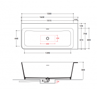 Прямоугольная Ванна Globo Irene KOIB133 165x75 см схема 2