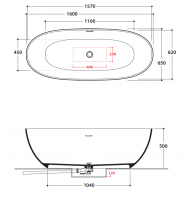 Овальная Ванна Globo Mila KOIB135 160x65 см схема 2