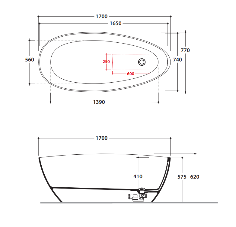 Овальная Ванна Globo Katia KOIB137 170x77 см ФОТО