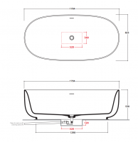 Овальная Ванна Globo Koi KOIBO170 170,4x82,3 см схема 2
