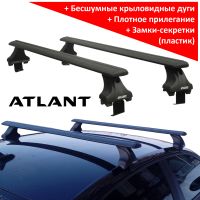 Багажник на крышу Skoda Octavia A7, Атлант, крыловидные аэродуги (черный цвет)