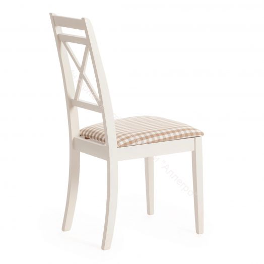 Стул Picasso ( PC-SC ) дерево гевея, 45х53х97см, ivory white (слоновая кость 2-5), Ткань клетка мелкая (S505-18)