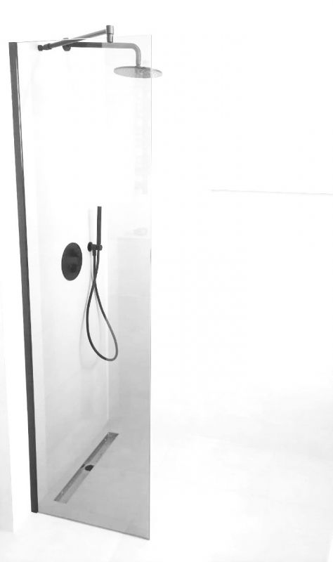 Душевая перегородка OportoShower OS12Y-B 120x195 см прозрачное стекло, профиль черный