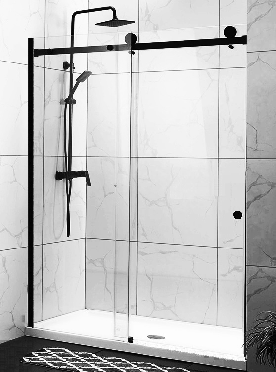Душевая дверь OportoShower OS7-B 190x195 см прозрачное стекло, профиль черный