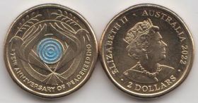 Австралия 2 доллара "75 лет Австралийским миротворцам" 2022 год UNC