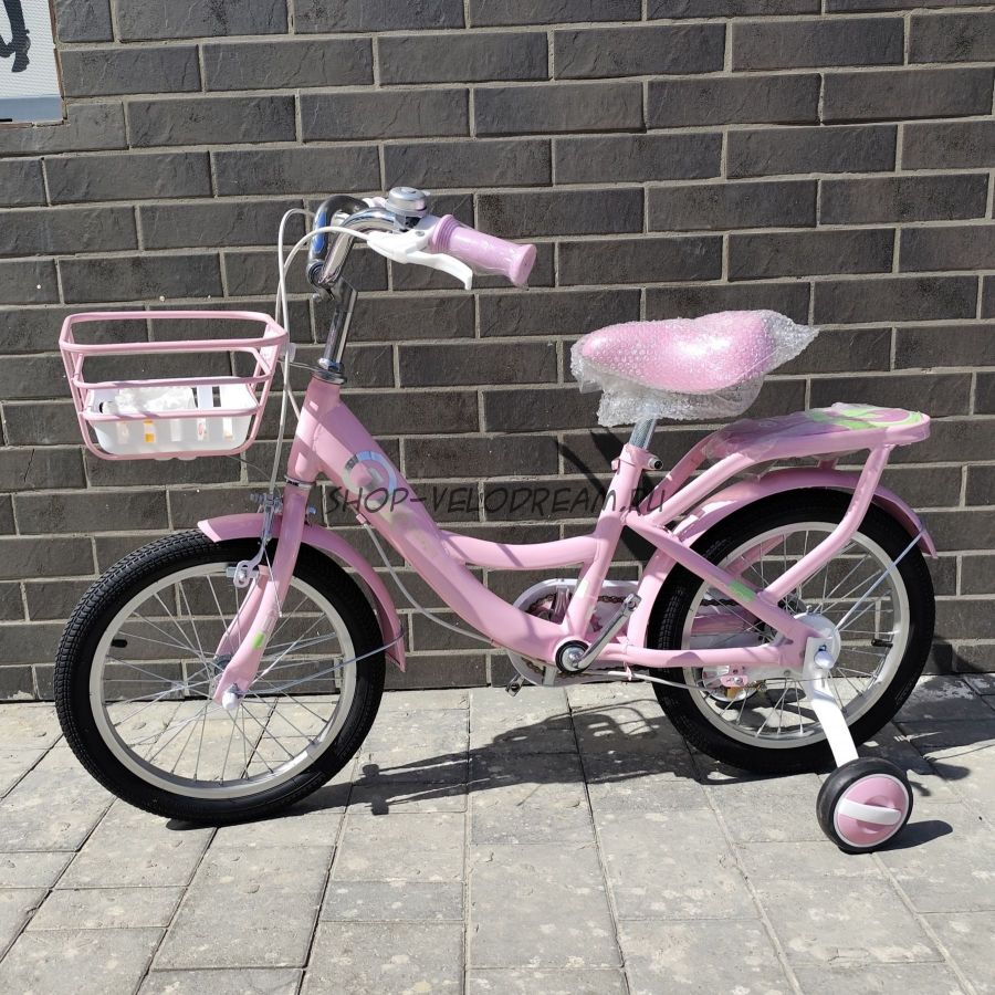 Велосипед детский 16" 1 скорость для девочки с боковыми колёсами