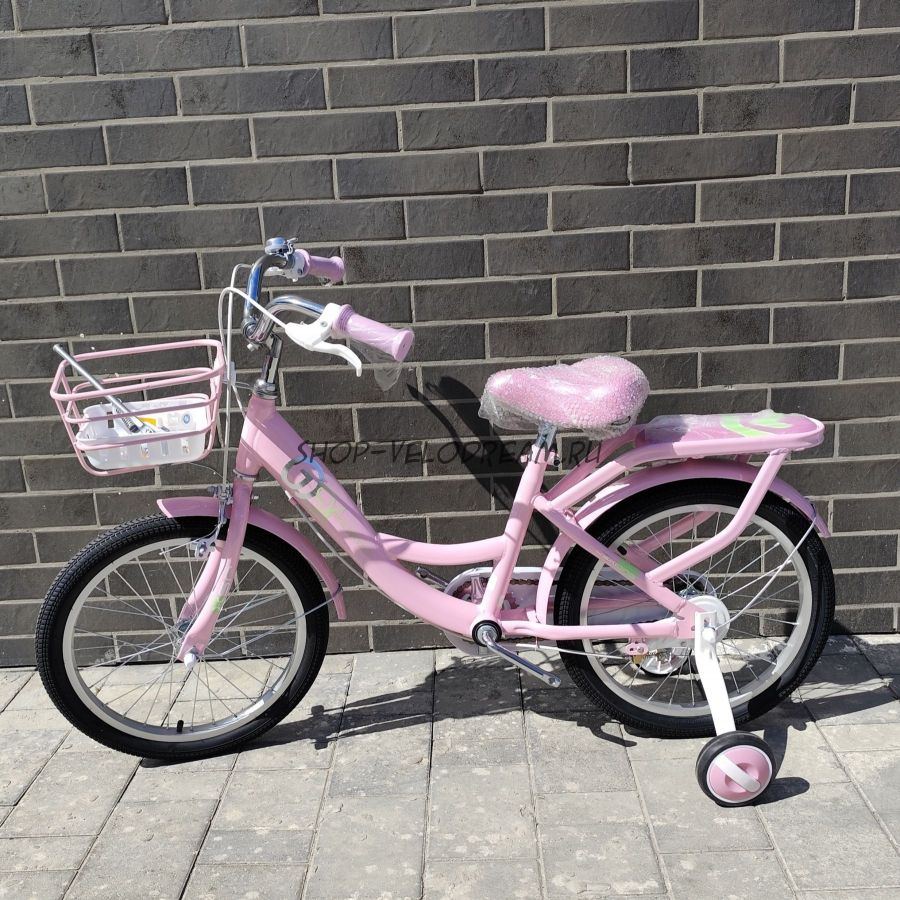 Велосипед детский 18" 1 скорость для девочки с боковыми колёсами