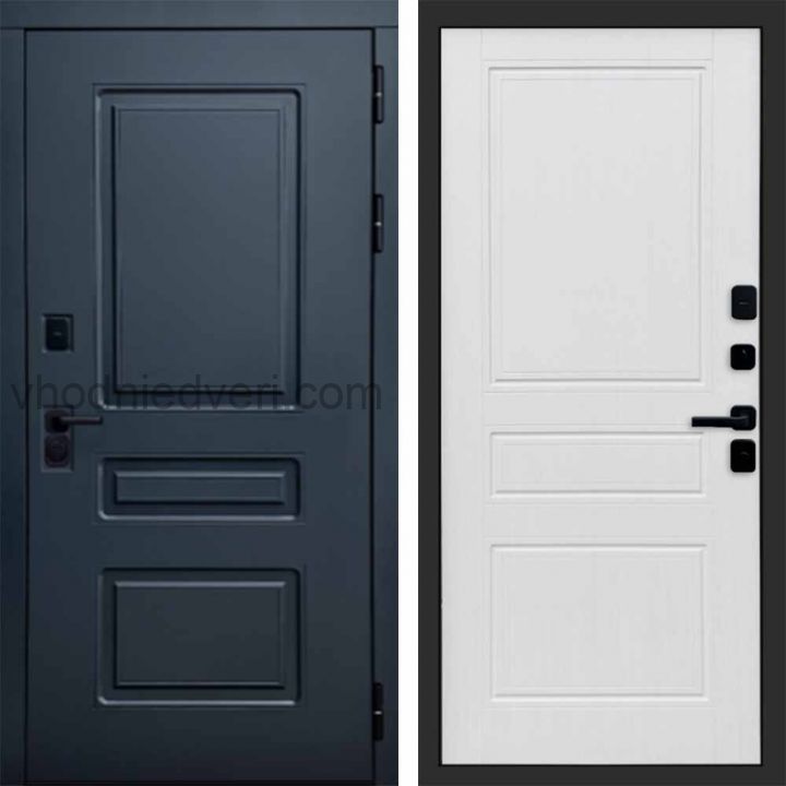 Входная дверь Termo-door Аляска Графит с терморазрывом - Классика Белое дерево