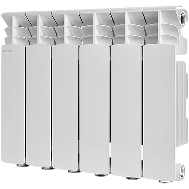 Изображение Алюминиевый радиатор STOUT GAMMA 350 4-14 секций боковое подключение (белый RAL 9010)