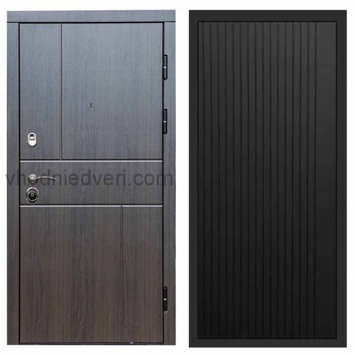 Входная дверь Termo-door Премиум винорит Вертикаль Венге с терморазрывом - FLAT Черный кварц