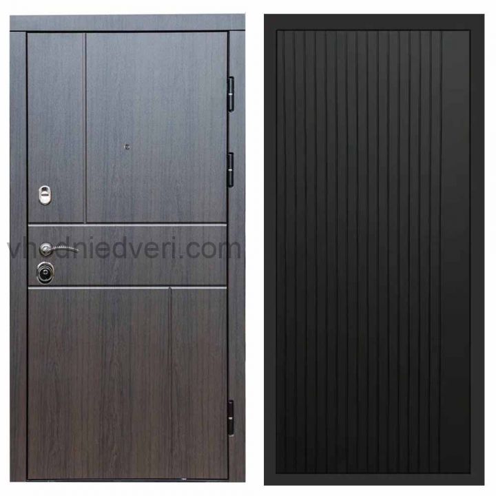 Входная дверь Termo-door Премиум винорит Вертикаль Венге с терморазрывом - FLAT Черный кварц