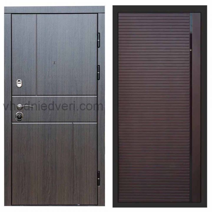 Входная дверь Termo-door Премиум винорит Вертикаль Венге с терморазрывом - Porte Шоколад