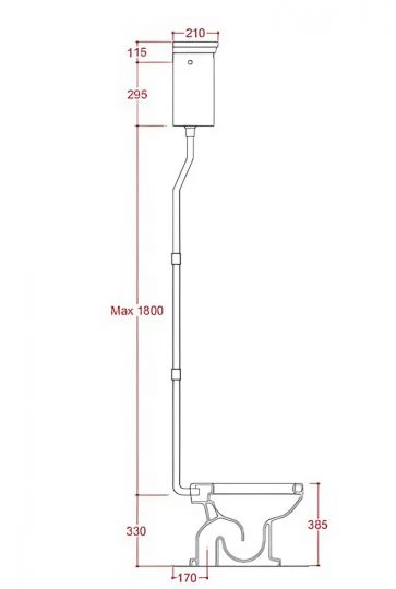 Механизм слива Artceram HEA006 для унитаза с трубой для высокого бачка Hermitage схема 2