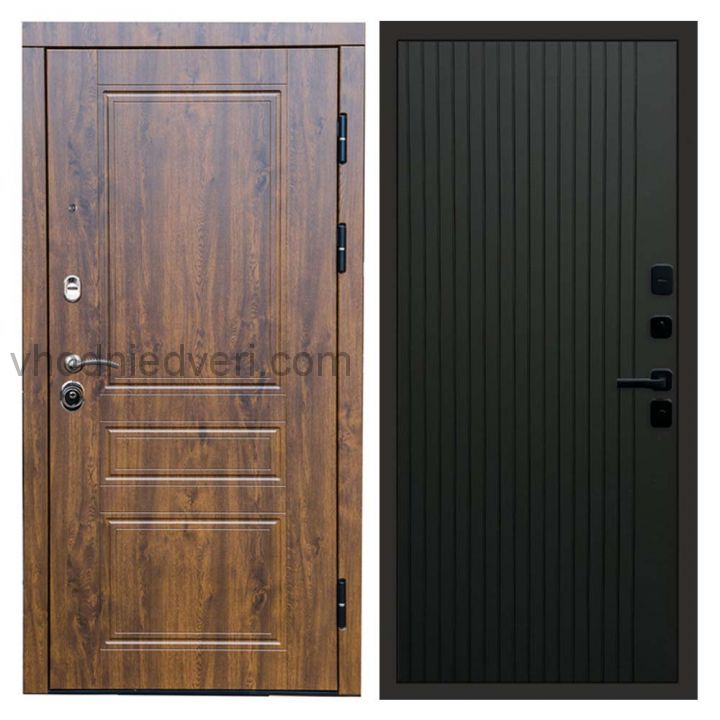 Входная дверь Termo-door Премиум винорит Орегон Дуб с терморазрывом - FLAT Черный кварц