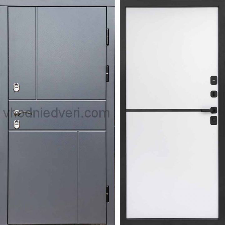 Входная дверь Termo-door Премиум винорит Вертикаль Грей с терморазрывом - Нео White