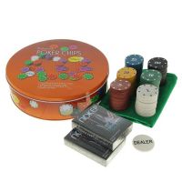 Покер, набор для игры (карты 2 колоды, фишки 120 шт.), с номиналом