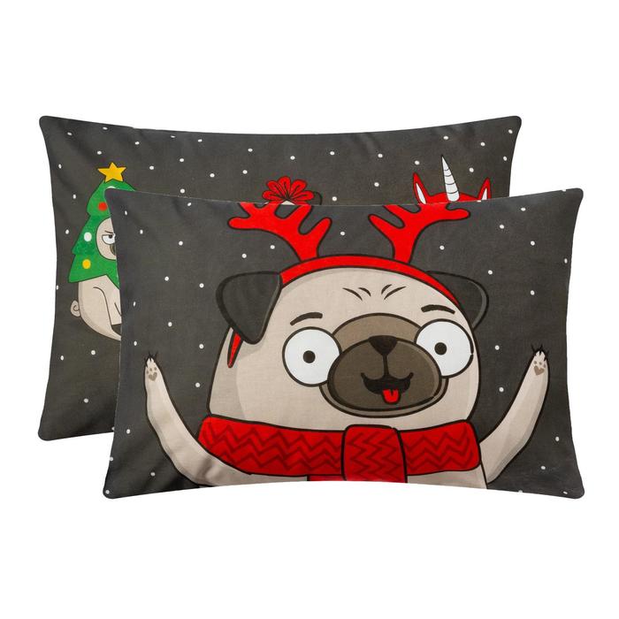 Комплект наволочек «Этель» Сhristmas dog, 50?70 см, 2 шт., бязь, хлопок 100%