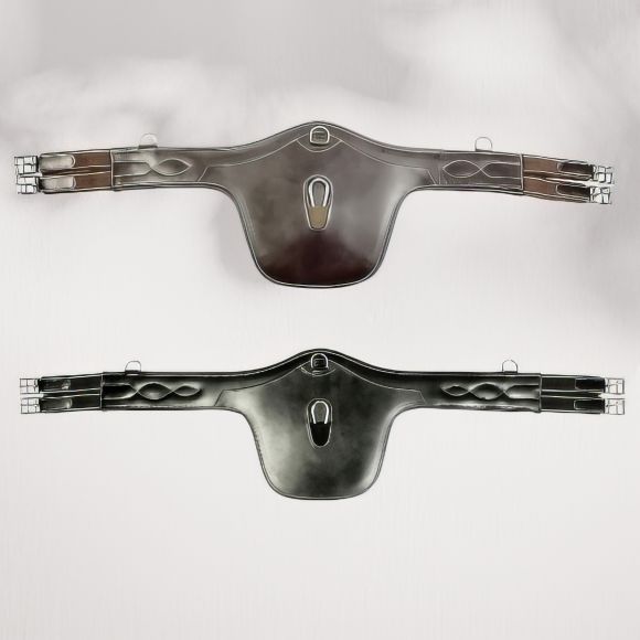 Кожаная подпруга с защитой и кольцами -Soft- HKM. С резинками