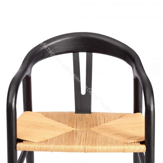 Стул VALI дерево вяз/бечевка, черный, 50х46х77 см