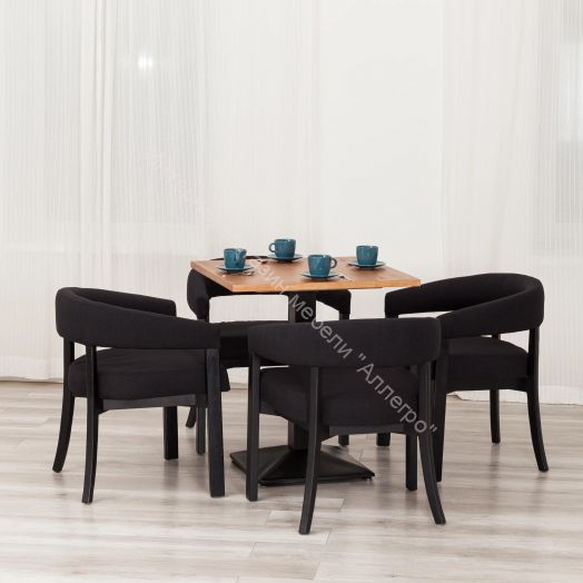 Стул SURTUR дерево вяз/ткань лен, черный/черный лен, 54х53х74 см