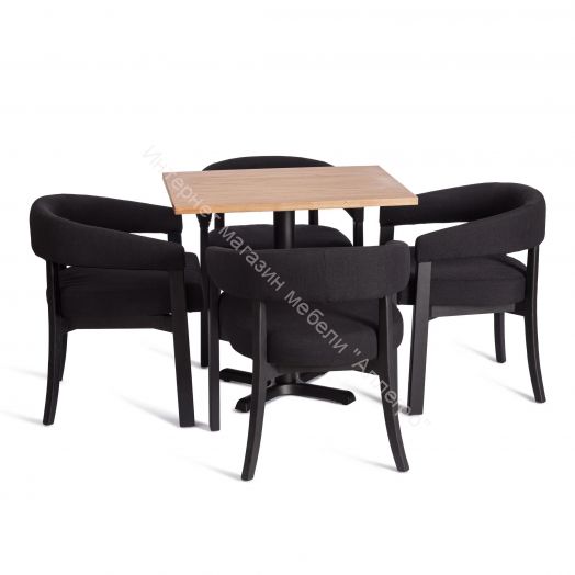 Стул SURTUR дерево вяз/ткань лен, черный/черный лен, 54х53х74 см