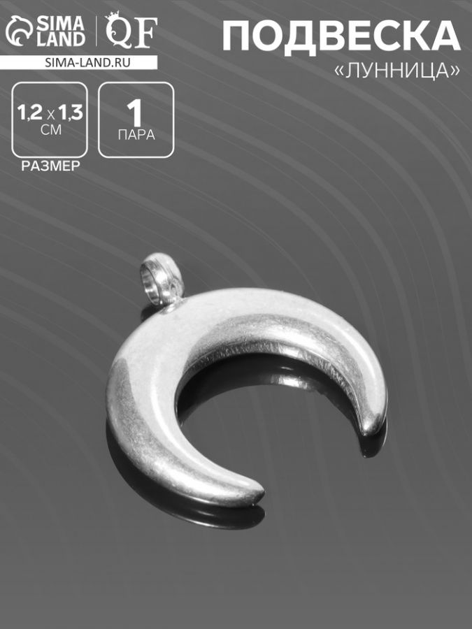 Подвеска «Лунница», 1,2?1,3 см, d (внутренний)=2 мм, цвет серебро