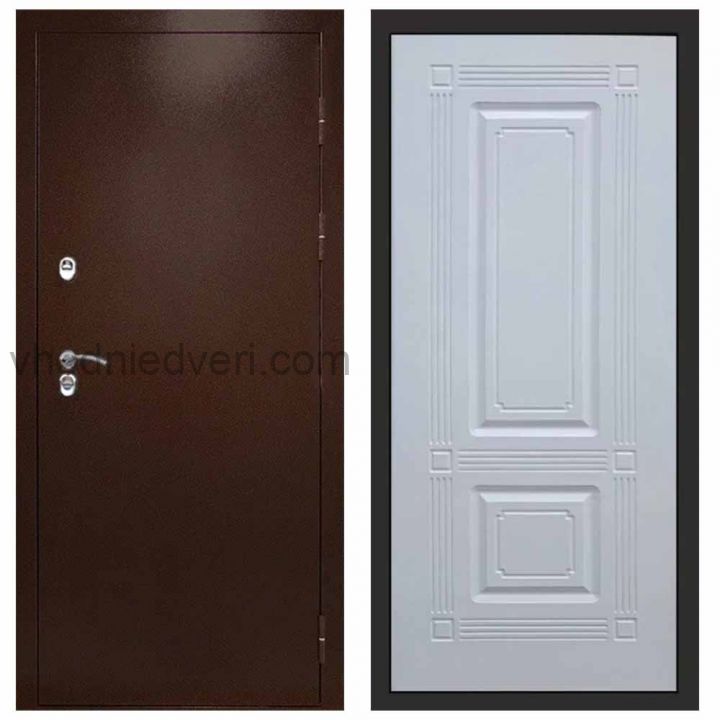 Входная дверь Termo-door Сибирь Антик медь с терморазрывом - Мадрид Белый софт