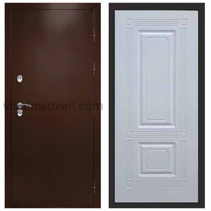 Входная дверь Termo-door Сибирь Антик медь с терморазрывом - Мадрид Белый софт