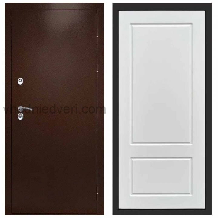 Входная дверь Termo-door Сибирь Антик медь с терморазрывом - Марсель Белый софт
