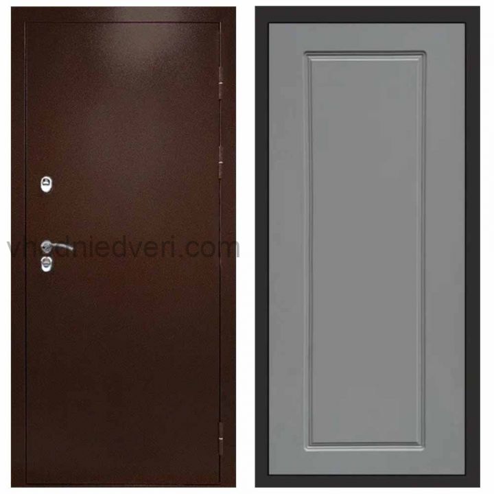 Входная дверь Termo-door Сибирь Антик медь с терморазрывом - Гранд Грей софт