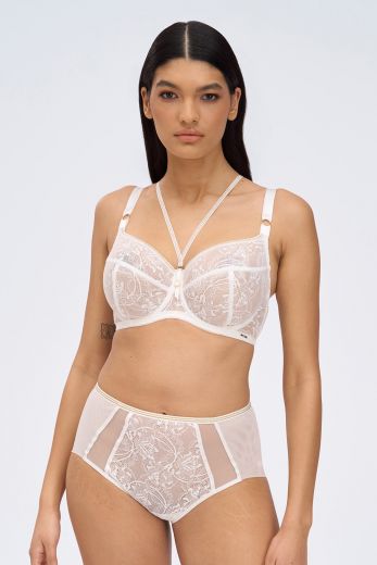Трусы женские слипы ALLES Chiara Gold, кружево, высокая посадка, белый
