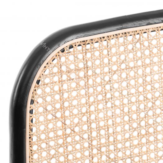 Стул FREYA дерево вяз/ротанг, ткань лён, черный/черный лен, 46х41х79,5 см