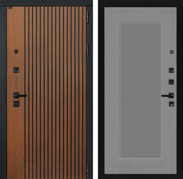 Входная дверь Лабиринт STORM - 30 Серый софт рельеф