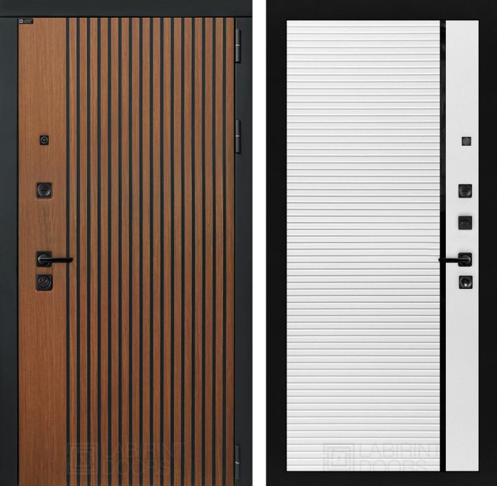 Входная дверь Лабиринт STORM - 22 Белый софт, черная вставка