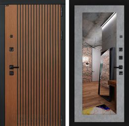 Входная дверь Лабиринт STORM - Зеркало 18 Бетон светлый